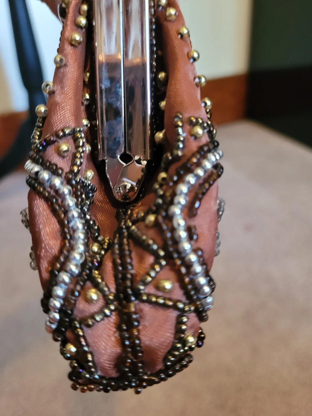 Bisou Bisou Michele Bohbot Beaded Evening Clutch Wristlet W/ Beaded Handle EUC